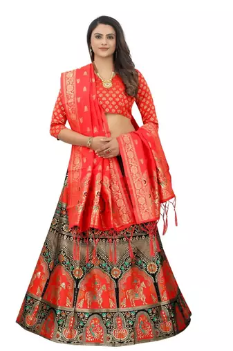 RED BROCADE FABRIC