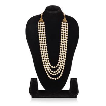   pearl beads dulha groom sherwani mala for   for wedding | layered mala | perfect for groom 3