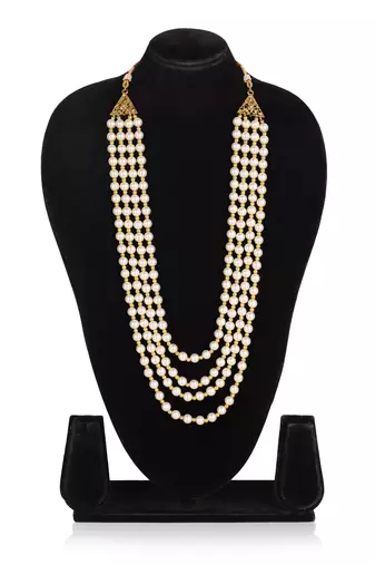   pearl beads dulha groom sherwani mala for   for wedding | layered mala | perfect for groom