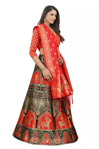 RED BROCADE FABRIC
