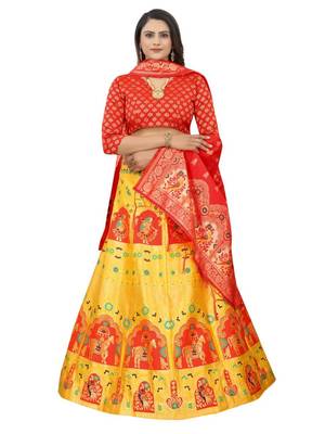 YELLOW BROCADE FABRIC 1