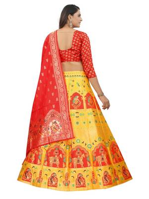 YELLOW BROCADE FABRIC 2