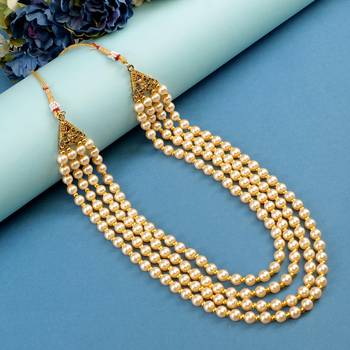   pearl beads dulha groom sherwani mala for   for wedding | layered mala | perfect for groom 1