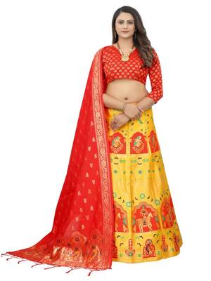 YELLOW BROCADE FABRIC 3