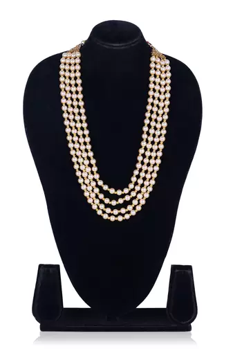   pearl beads dulha groom sherwani mala for   for wedding | layered mala | perfect for groom