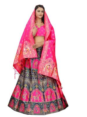 BLUE BROCADE FABRIC 1