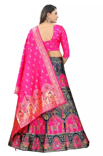BLUE BROCADE FABRIC