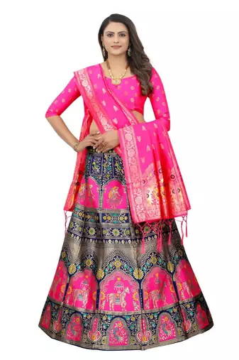 BLUE BROCADE FABRIC