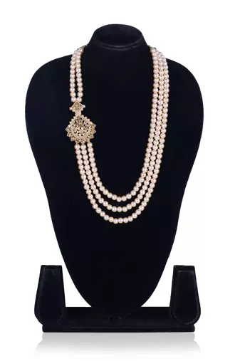   pearl beads dulha groom sherwani mala for   for wedding | layered mala | perfect for groom
