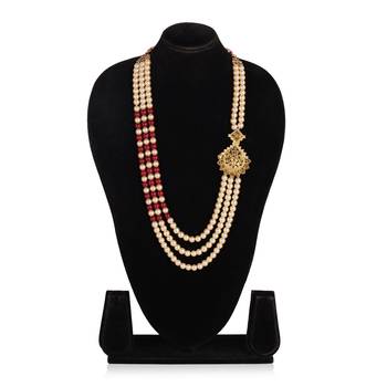   pearl beads dulha groom sherwani mala for   for wedding | layered mala | perfect for groom 3