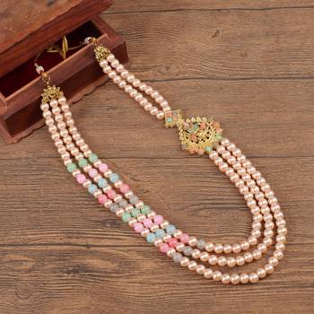   pearl beads dulha groom sherwani mala for   for wedding | layered mala | perfect for groom 1