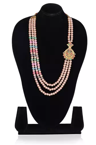   pearl beads dulha groom sherwani mala for   for wedding | layered mala | perfect for groom