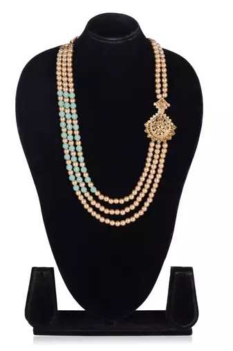   pearl beads dulha groom sherwani mala for   for wedding | layered mala | perfect for groom