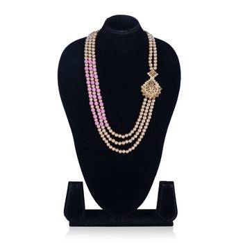   pearl beads dulha groom sherwani mala for   for wedding | layered mala | perfect for groom 3