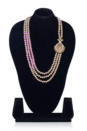   pearl beads dulha groom sherwani mala for   for wedding | layered mala | perfect for groom