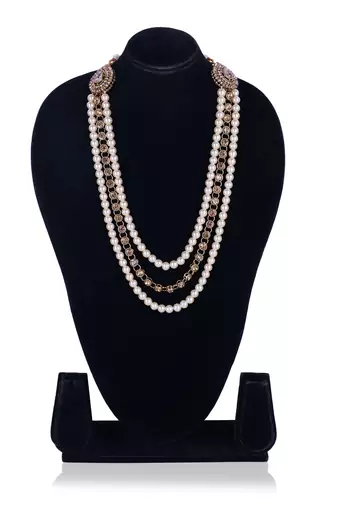   pearl beads dulha groom sherwani mala for   for wedding | layered mala | perfect for groom