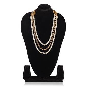   pearl beads dulha groom sherwani mala for   for wedding | layered mala | perfect for groom 3