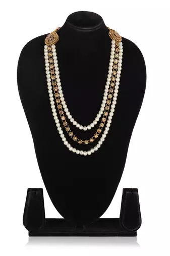   pearl beads dulha groom sherwani mala for   for wedding | layered mala | perfect for groom