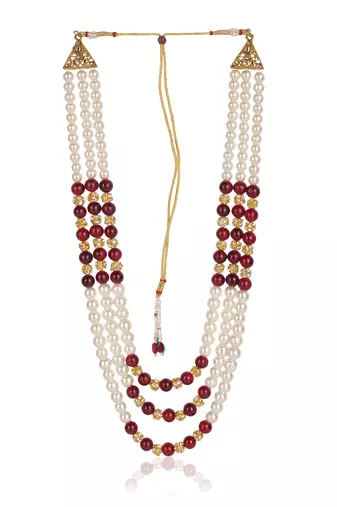   pearl beads dulha groom sherwani mala for   for wedding | layered mala | perfect for groom