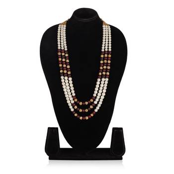   pearl beads dulha groom sherwani mala for   for wedding | layered mala | perfect for groom 3