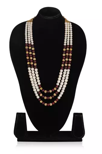   pearl beads dulha groom sherwani mala for   for wedding | layered mala | perfect for groom