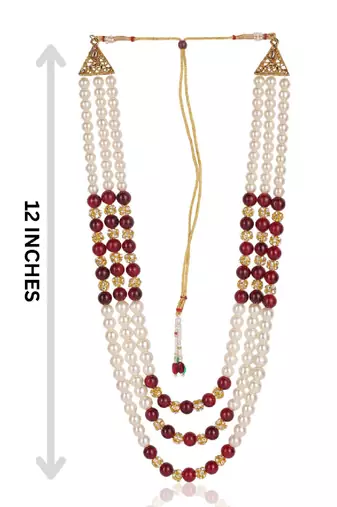   pearl beads dulha groom sherwani mala for   for wedding | layered mala | perfect for groom