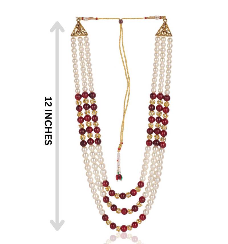   pearl beads dulha groom sherwani mala for   for wedding | layered mala | perfect for groom