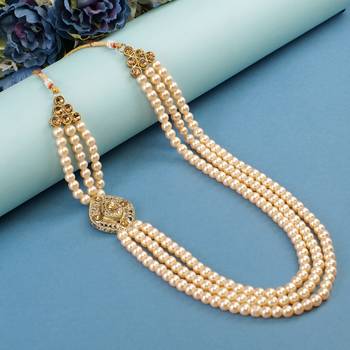   pearl beads dulha groom sherwani mala for   for wedding | layered mala | perfect for groom 1