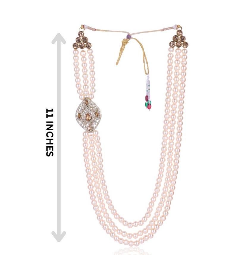   pearl beads dulha groom sherwani mala for   for wedding | layered mala | perfect for groom