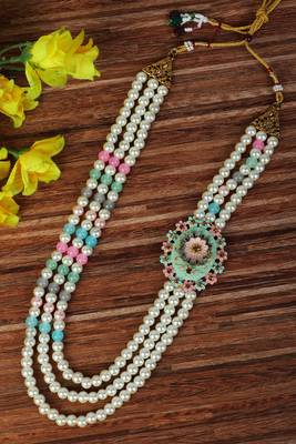   pearl beads dulha groom sherwani mala for   for wedding | layered mala | perfect for groom 1