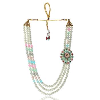   pearl beads dulha groom sherwani mala for   for wedding | layered mala | perfect for groom 2