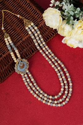   pearl beads dulha groom sherwani mala for   for wedding | layered mala | perfect for groom 1