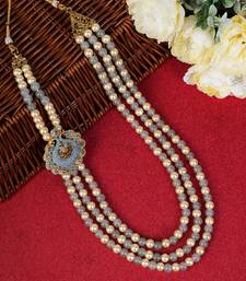   pearl beads dulha groom sherwani mala for   for wedding | layered mala | perfect for groom
