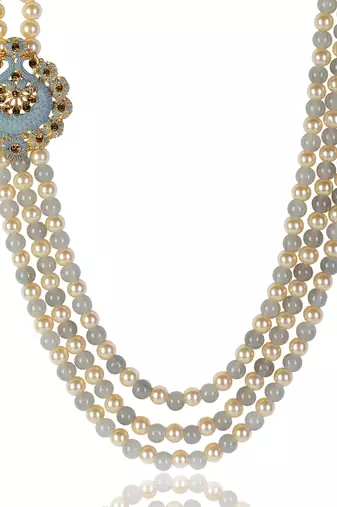   pearl beads dulha groom sherwani mala for   for wedding | layered mala | perfect for groom