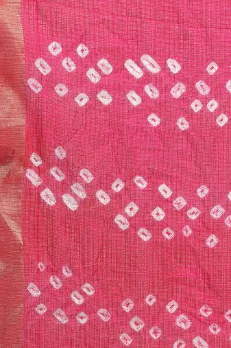 Hand Dyed Green & Pink Bandhani Kota Silk Sustainable Saree