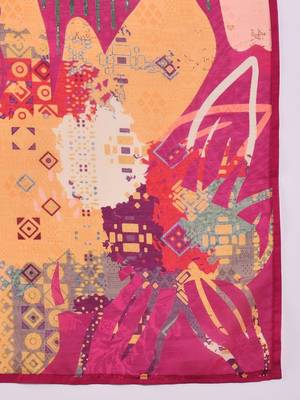 women pink silk blend floral printed straight kurta trouser with dupatta 3