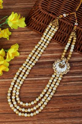  pearl beads dulha groom sherwani mala for   for wedding | layered mala | perfect for groom 1