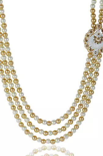   pearl beads dulha groom sherwani mala for   for wedding | layered mala | perfect for groom