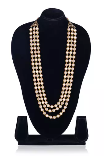   pearl beads dulha groom sherwani mala for   for wedding | layered mala | perfect for groom