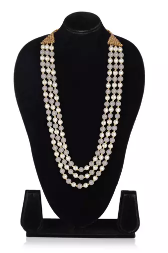   pearl beads dulha groom sherwani mala for   for wedding | layered mala | perfect for groom