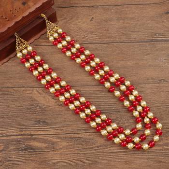   pearl beads dulha groom sherwani mala for   for wedding | layered mala | perfect for groom 1