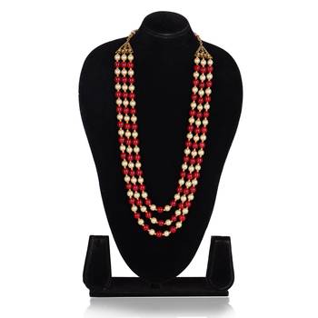   pearl beads dulha groom sherwani mala for   for wedding | layered mala | perfect for groom 3