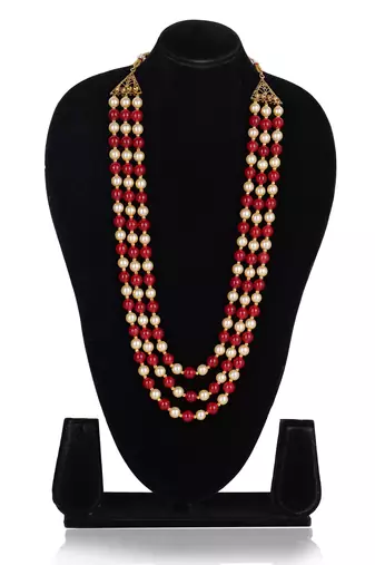   pearl beads dulha groom sherwani mala for   for wedding | layered mala | perfect for groom
