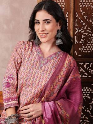 women multi rayon blend floral printed straight kurta trouser with dupatta 1