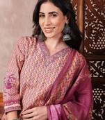 women multi rayon blend floral printed straight kurta trouser with dupatta