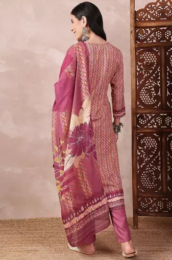 women multi rayon blend floral printed straight kurta trouser with dupatta