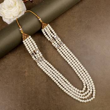   pearl beads dulha groom sherwani mala for   for wedding | layered mala | perfect for groom 1