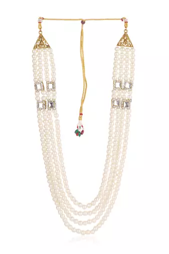   pearl beads dulha groom sherwani mala for   for wedding | layered mala | perfect for groom