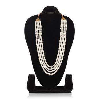   pearl beads dulha groom sherwani mala for   for wedding | layered mala | perfect for groom 3