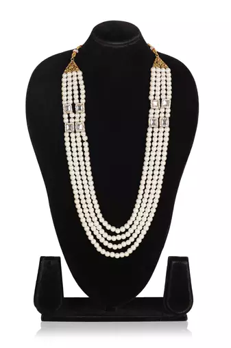   pearl beads dulha groom sherwani mala for   for wedding | layered mala | perfect for groom